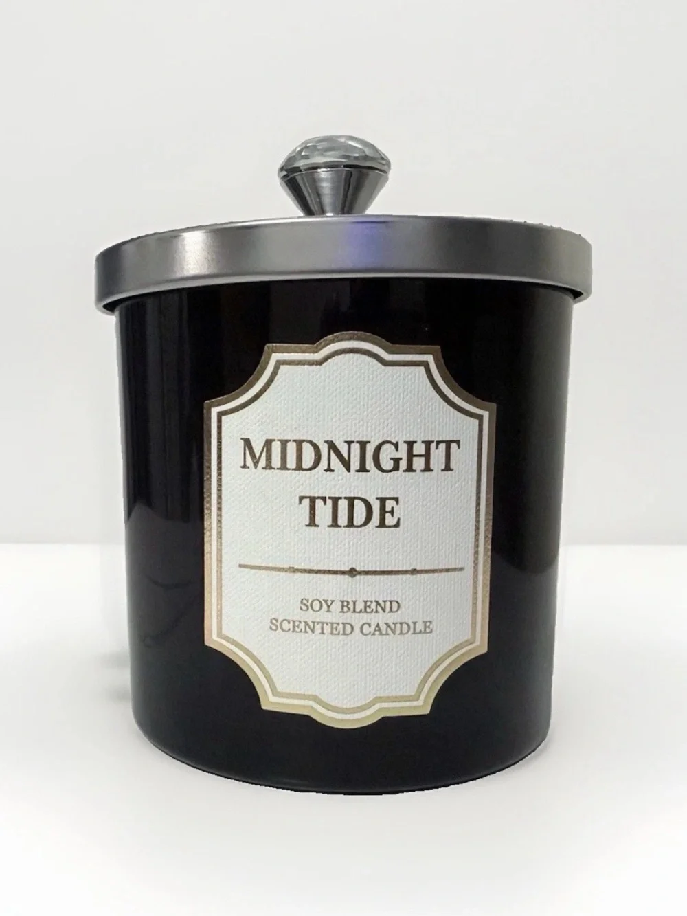 Black Scented Soy-Blend Candle with Silver Lid